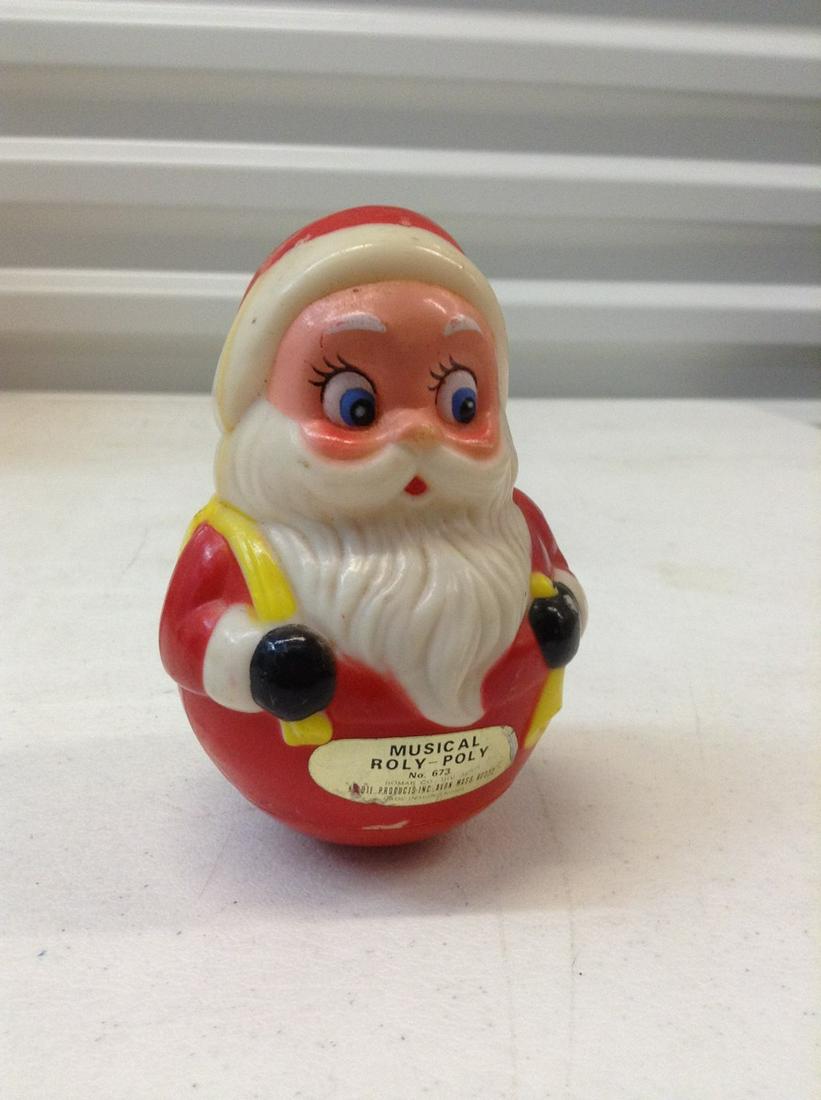 vintage Kiddie Products Roly Poly Musical Santa 4.25": vintage Kiddie Products Roly Poly Musical Santa 4.25" tall