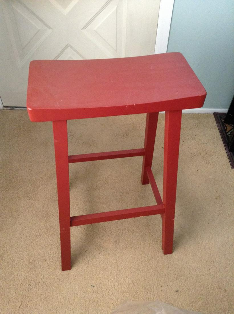 Made in Malaysia Red Wooden Stool: 29 in. tall