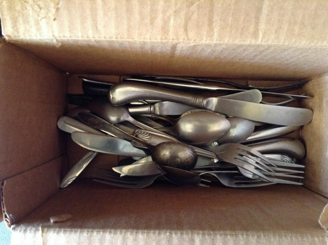 Box Full of Vintage Silverware: Box Full of Vintage Silverware