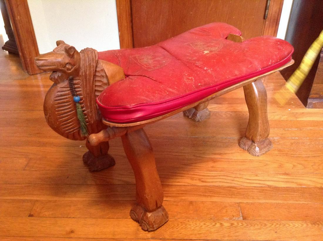 Hand Carved Wood Camel Foot Stool from Turkey 17" tall (1 of 1)