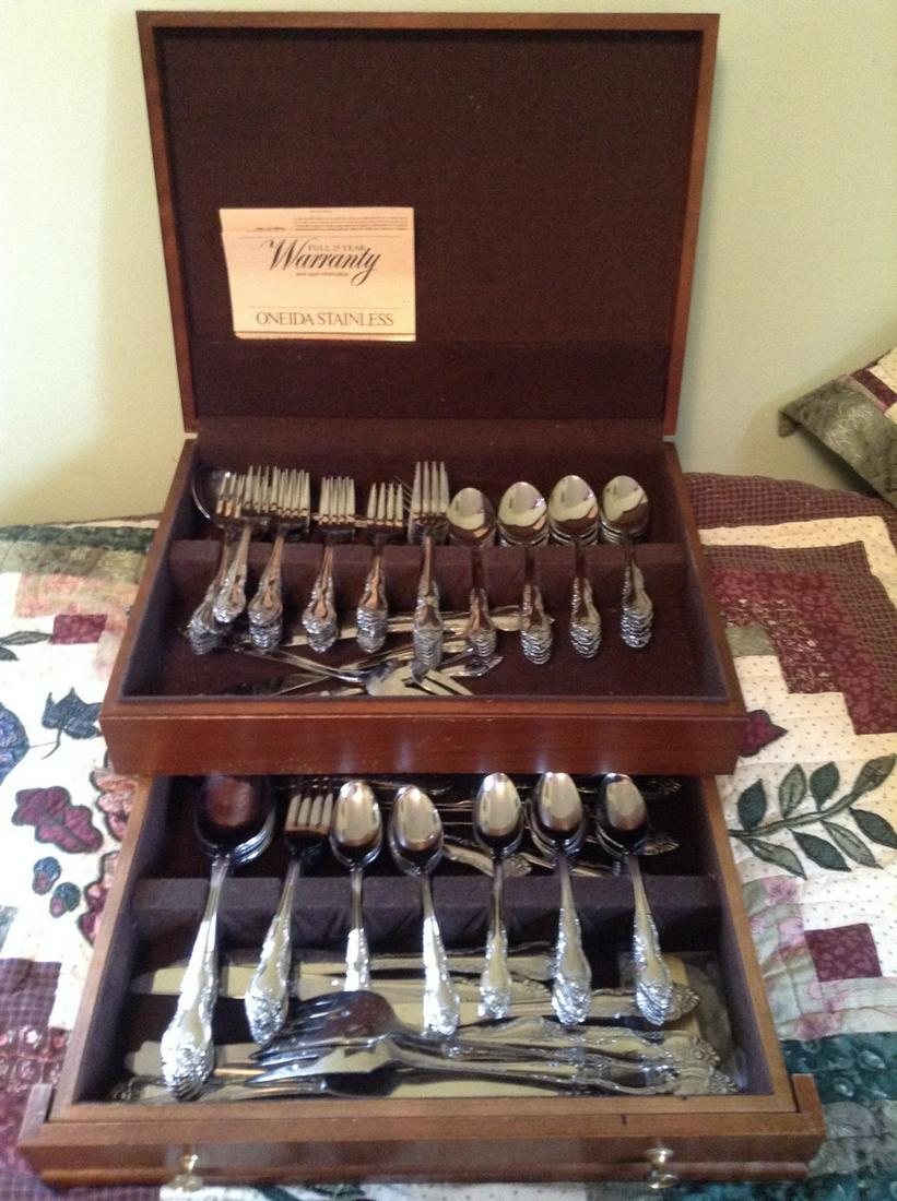 Wood Storage Box Full of Silverware (1 of 1)