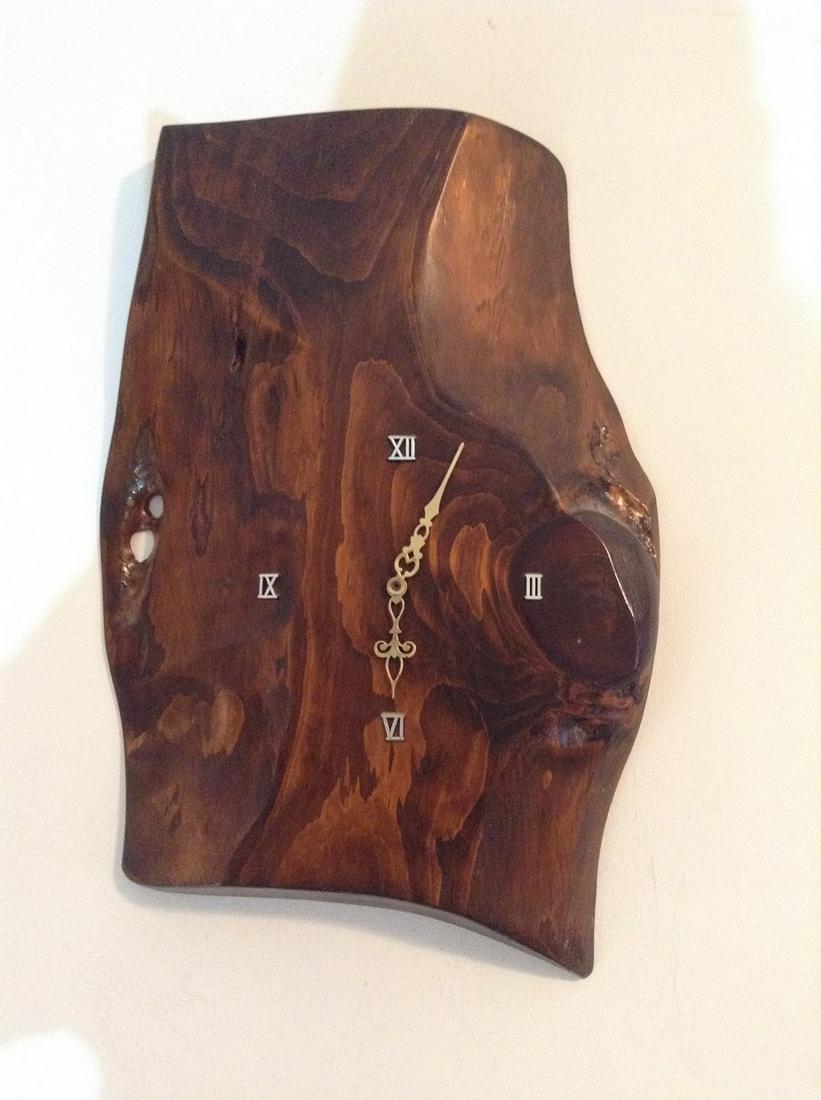 Wood Carved Wall Clock 16" tall: Wood Carved Wall Clock 16" tall