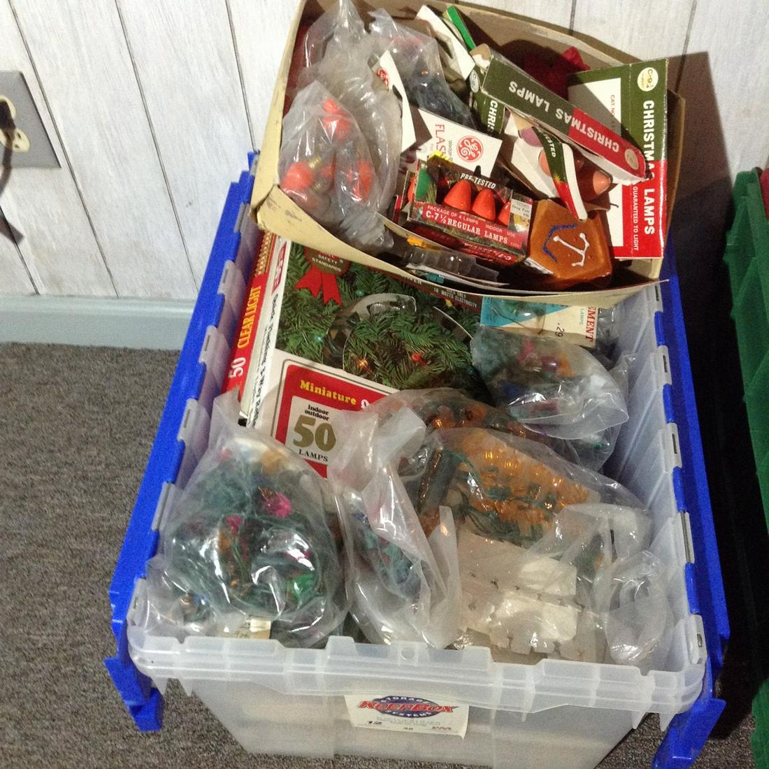 Tote full of Vintage Christmas bulbs, lights and more: Tote full of Vintage Christmas bulbs, lights and more