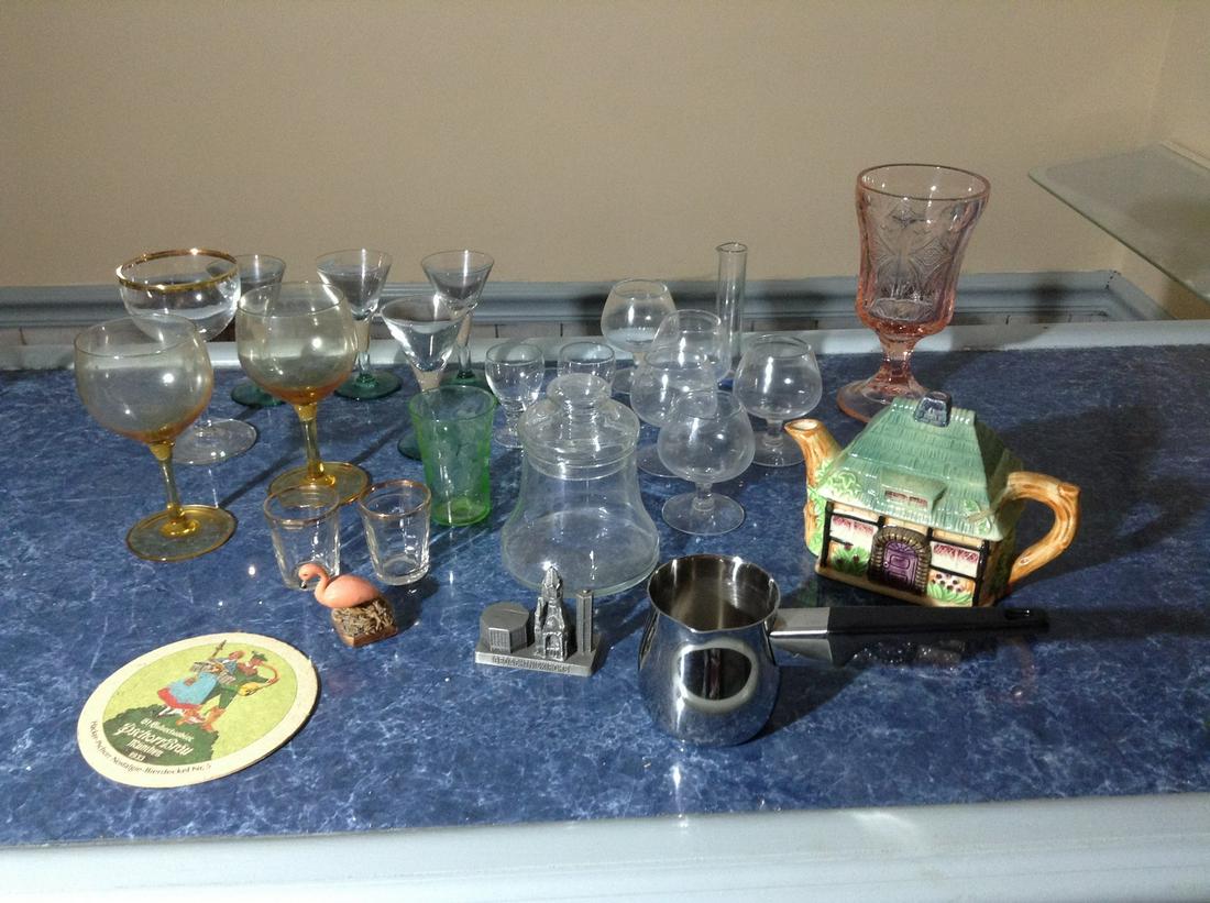 Lot of Vintage Bar Glasses, depression glass and more (1 of 1)