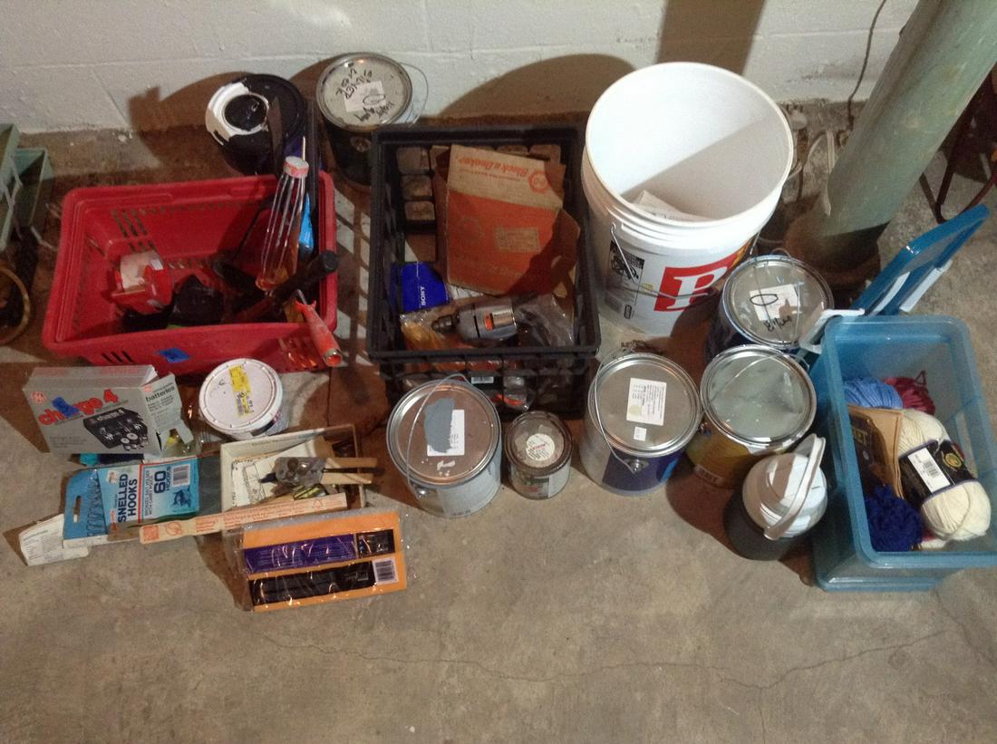 Large lot of tools, black and decker drill, paint and (1 of 1)