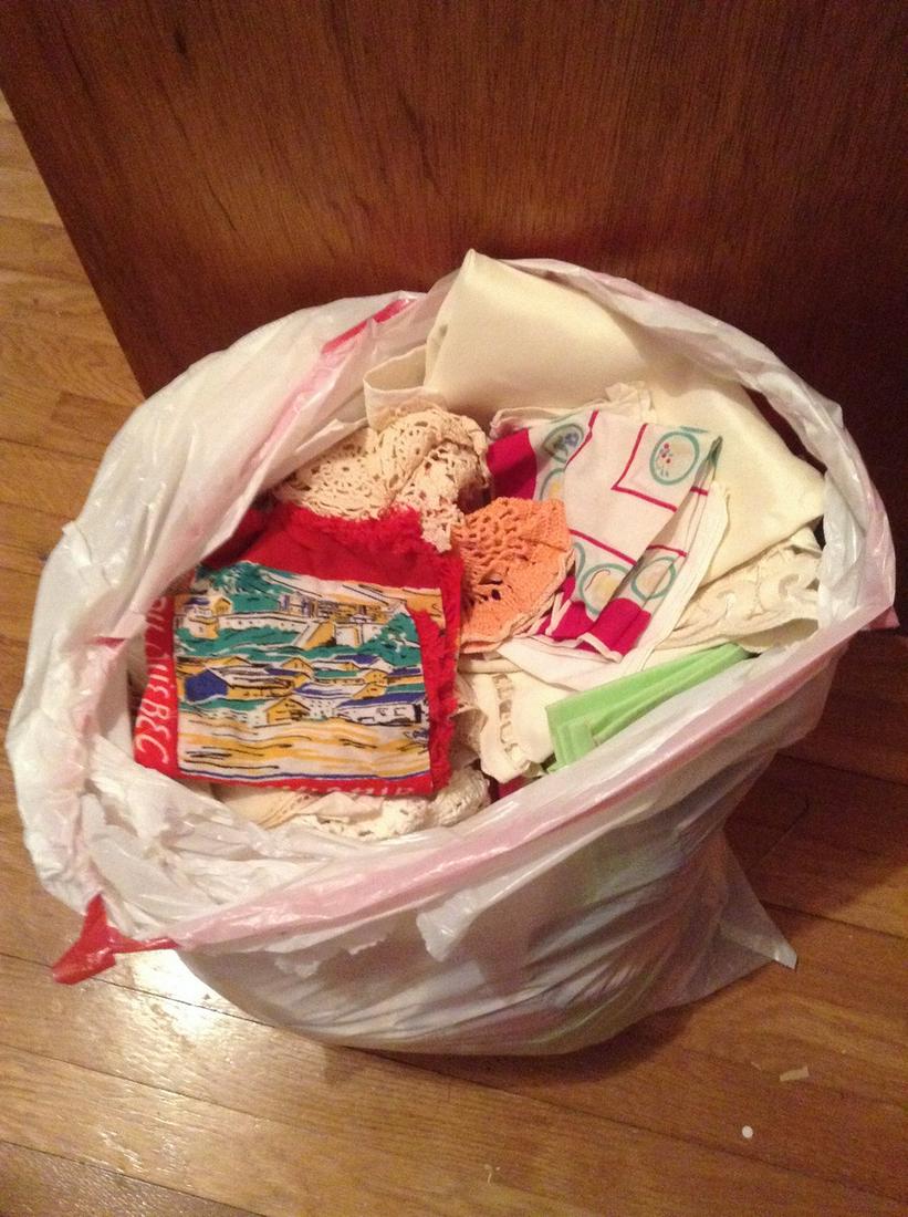 Bag full of Vintage Hankerchiefs and linens: Bag full of Vintage Hankerchiefs and linens