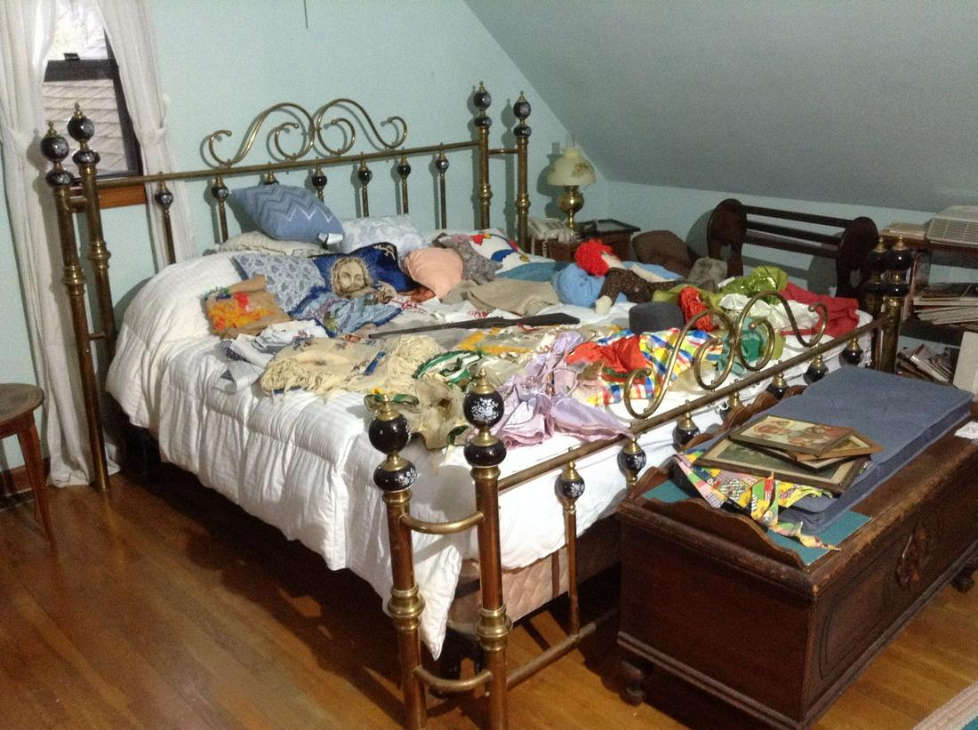 Brass and Painted Enameled Bed Frame: Brass and Painted Enameled Bed Frame