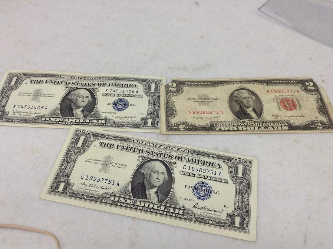 Red Seal Two Dollar Bill and Silver Certificates (1 of 1)