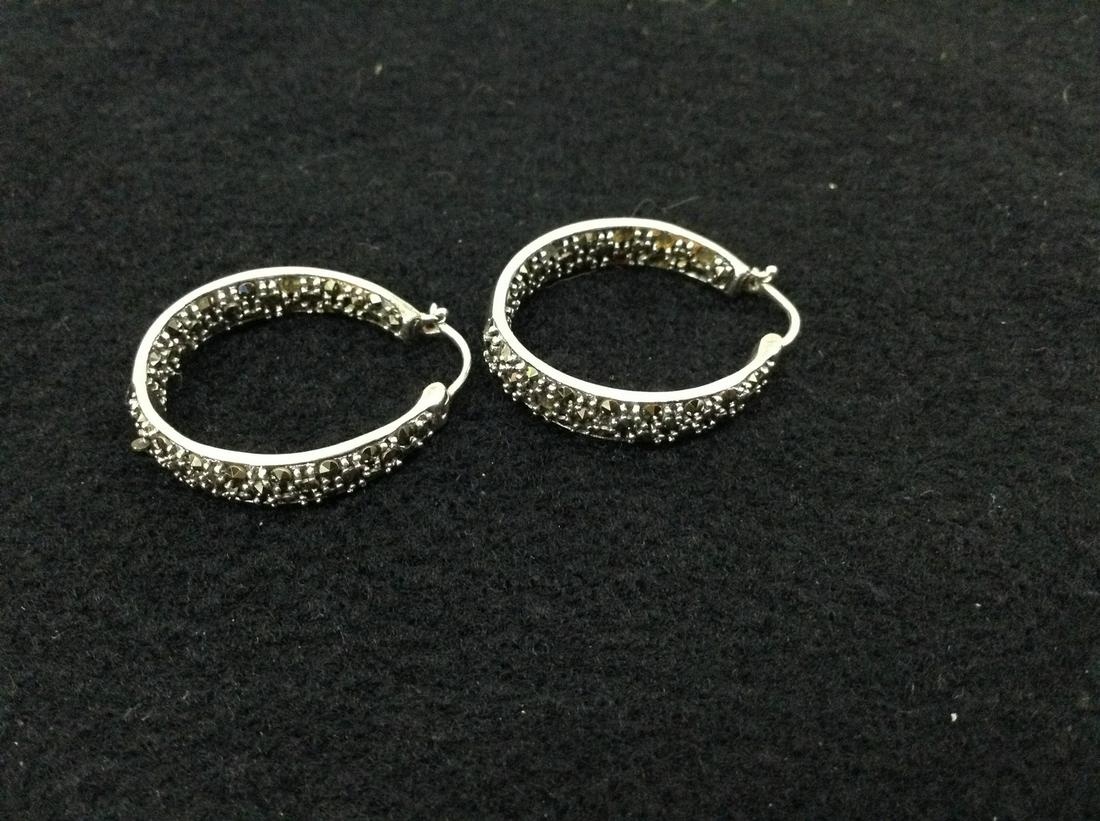Pair of Sterling Marcasite Earrings: Pair of Sterling Marcasite Earrings