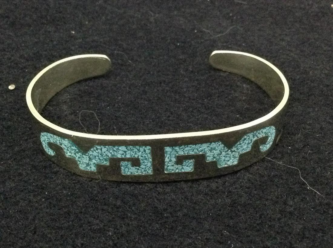 Mexico "Alpaca" Silver/ Turquoise Cuff Bracelet (1 of 1)