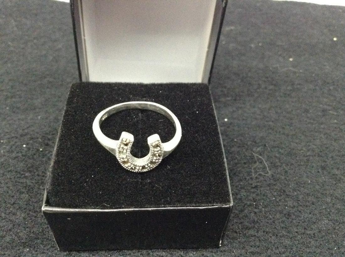 Sterling Marcasite "Horseshoe" Ring: Sterling Marcasite "Horseshoe" Ring