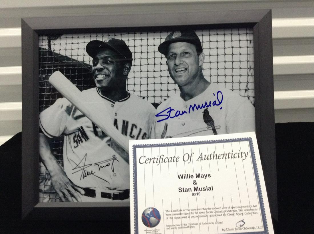 Signed Willie Mays and Stan Musial Photo with COA: Signed Willie Mays and Stan Musial Photo with COA
