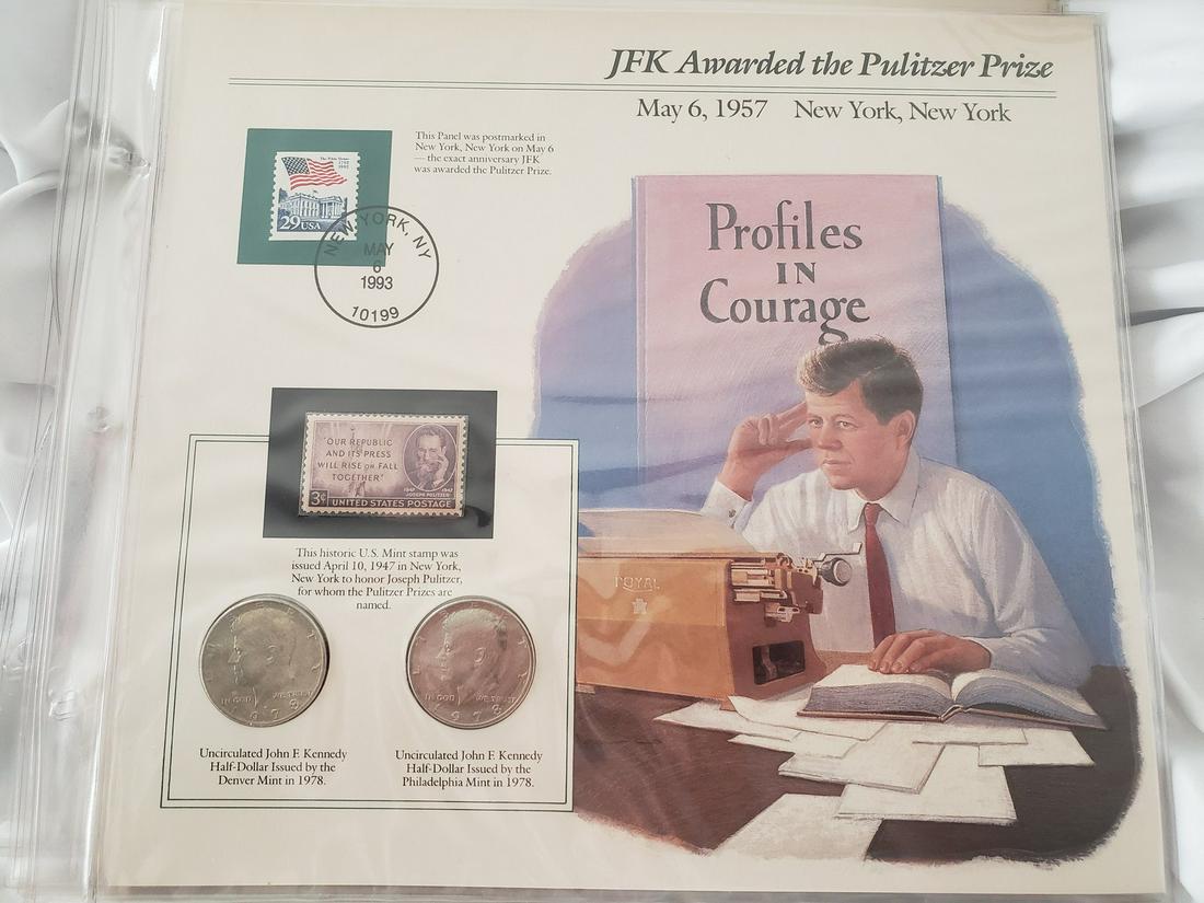 JFK uncirculated half dollars and Joseph Pulitzer stamp (1 of 1)