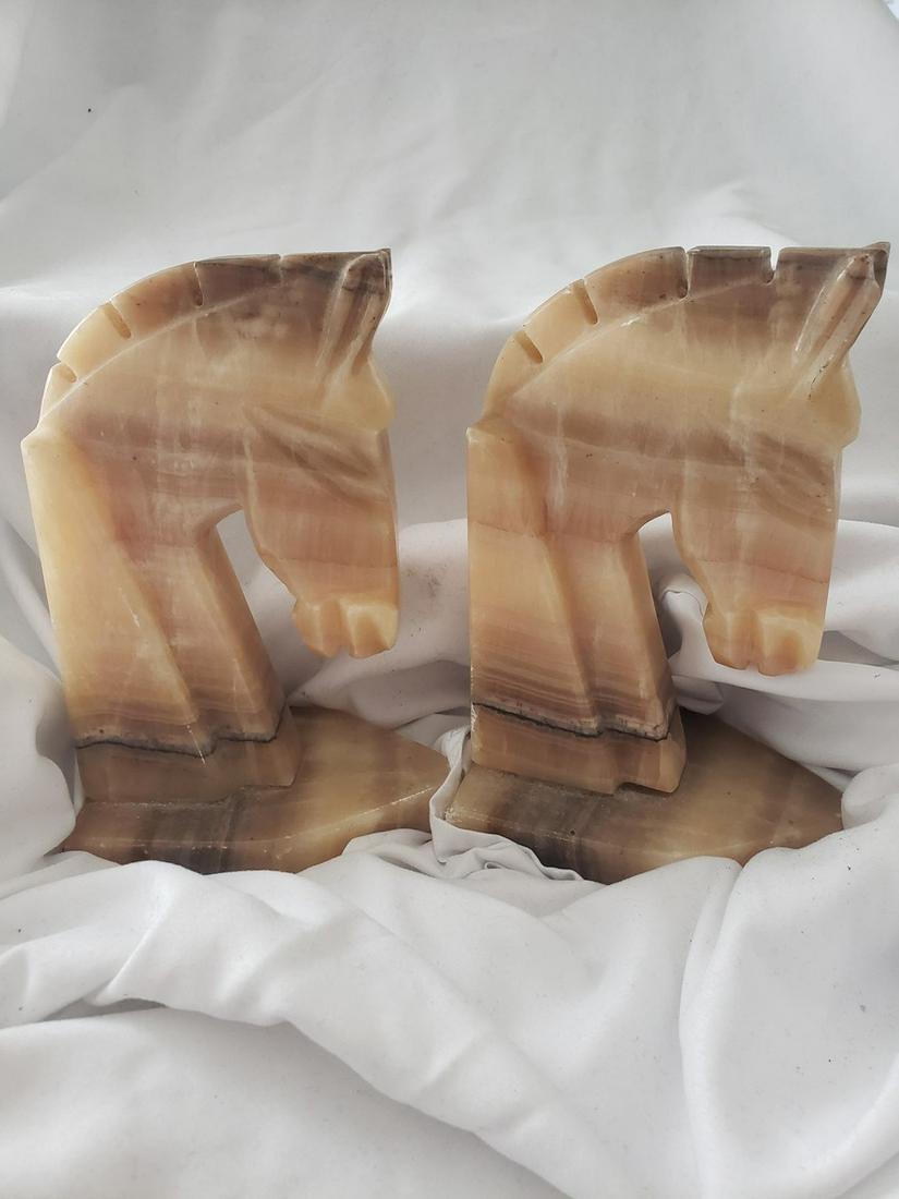 Pair of marble horse head book ends (1 of 1)