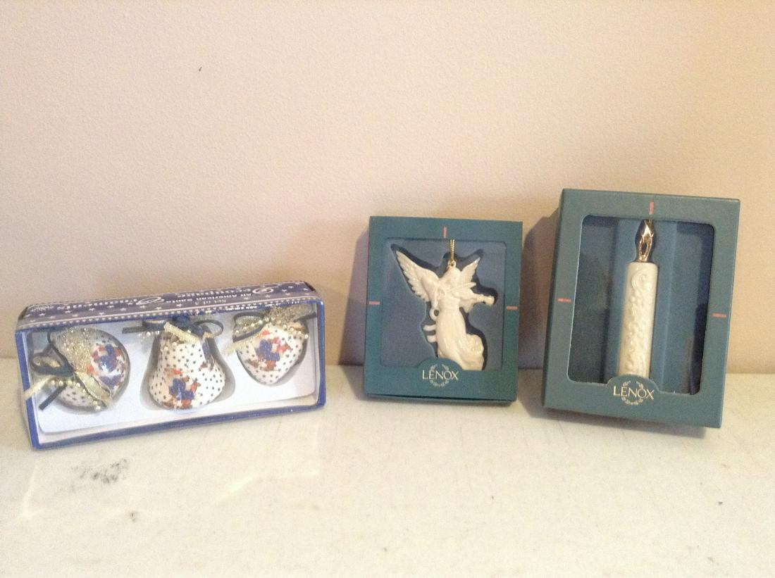 Lot of Lenox and American Santa Decoupage ornaments NIB: Lot of Lenox and American Santa Decoupage ornaments NIB