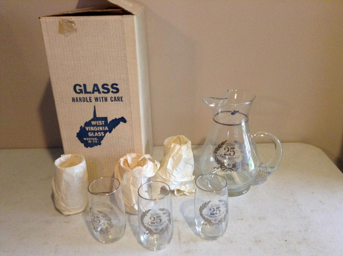 West Virginia Glass Silver Anniversary 7 piece Set NOS (1 of 1)