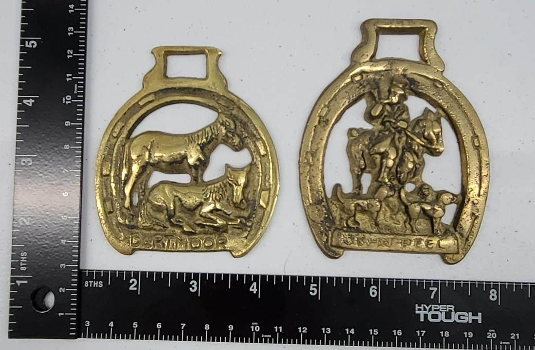 Vintage Signed Horse Driving Carriage Brass (1 of 1)