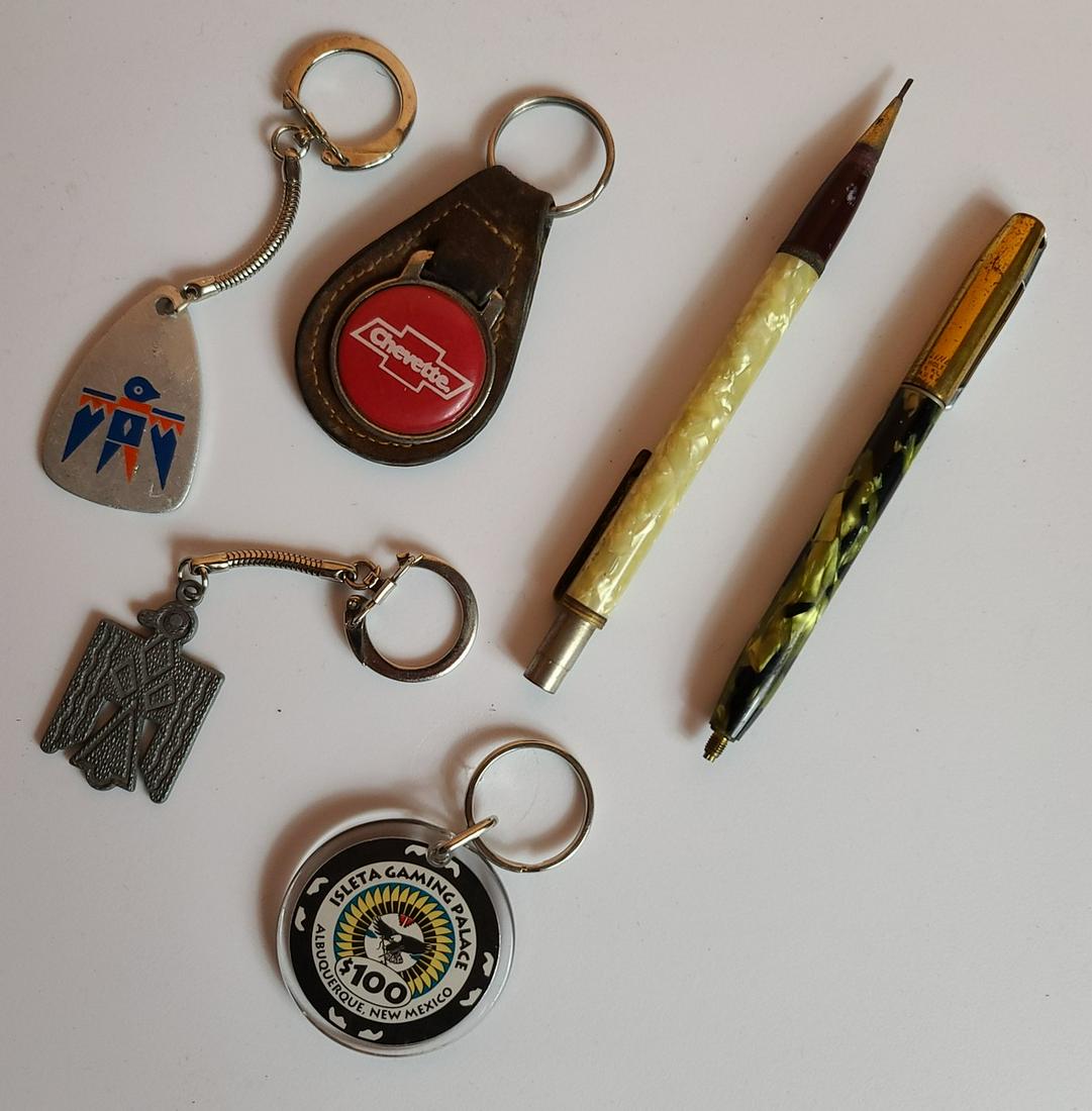 Vintage Keychains and Pens incl Zuni: Vintage Keychains and Pens incl Zuni