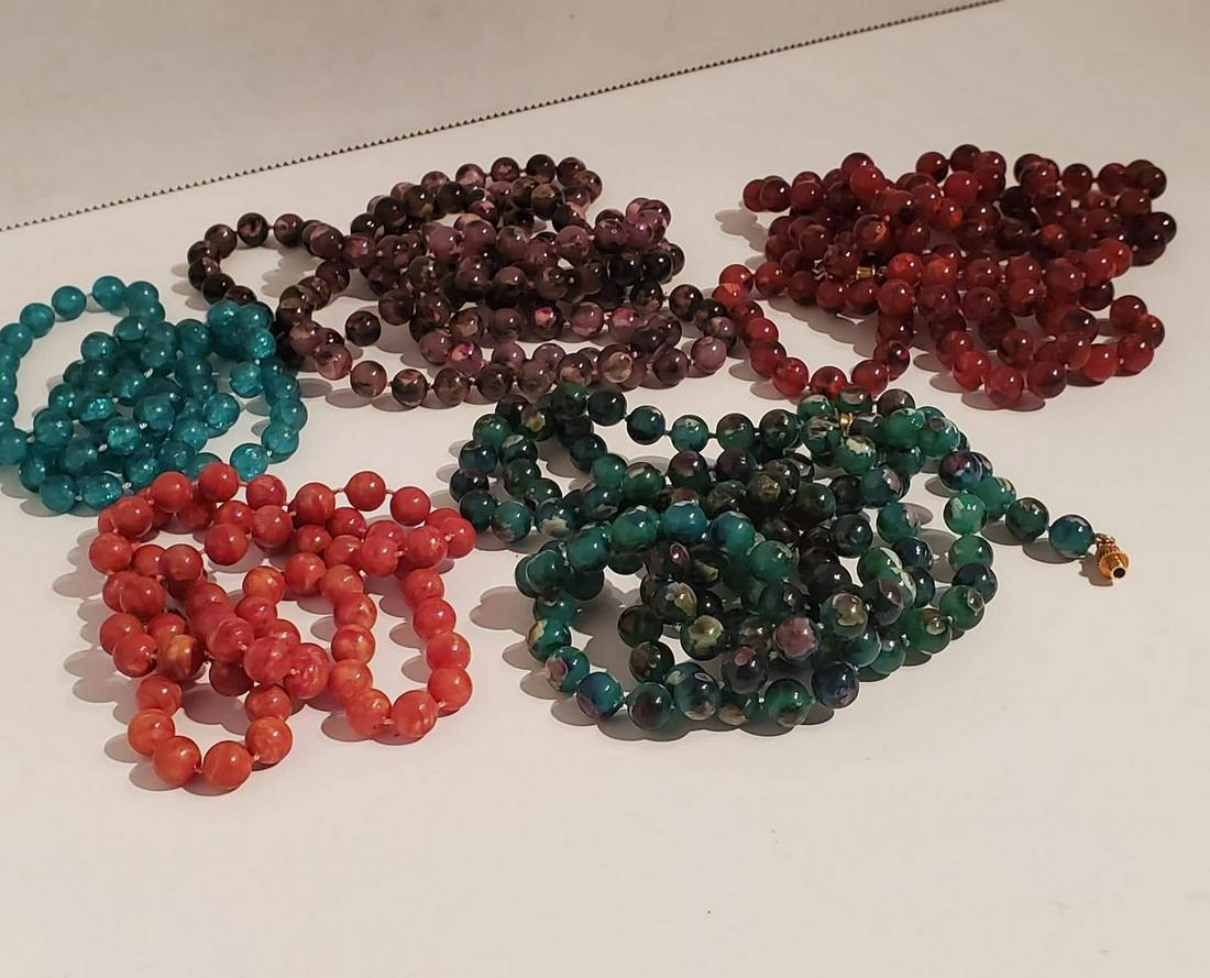 Vtg Stone Round Ball Necklaces (1 of 1)