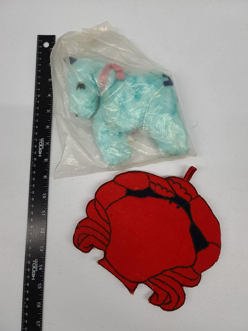 Vintage Plush Horse and Crab Potholder: Vintage Plush Horse and Crab Potholder