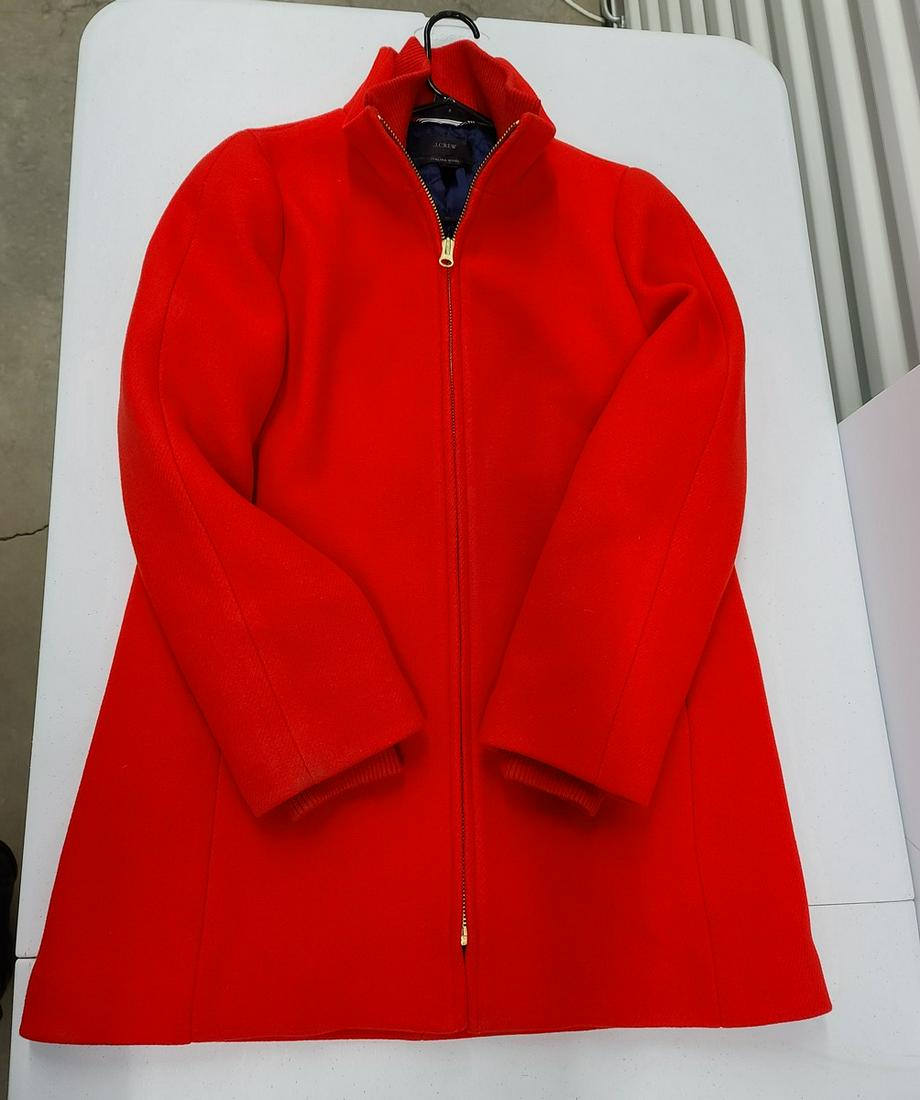 Vintage J Crew Red Wool Coat Womens Sz 12 (1 of 1)