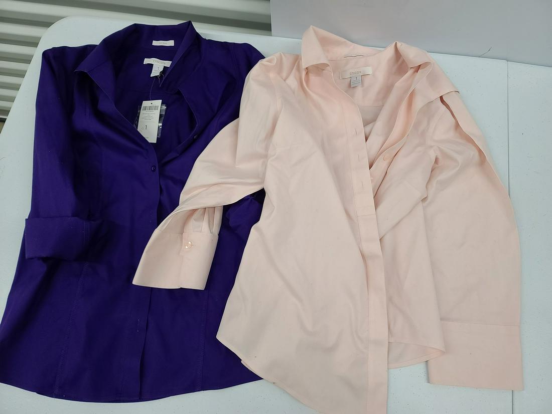 2 Chico's Ladies New Effortless Shirts Size 1: 2 Chico's Ladies New Effortless Shirts Size 1