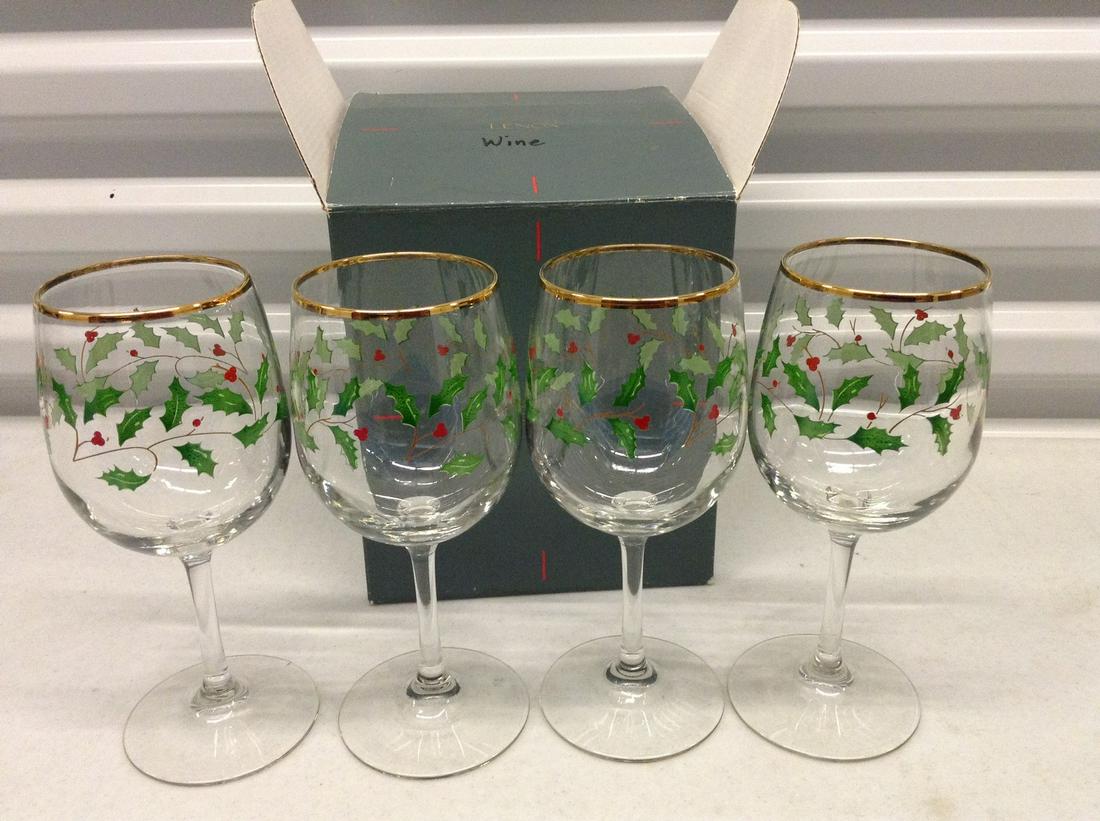 Lenox Christmas Wine Glasses in Box: Lenox Christmas Wine Glasses in Box