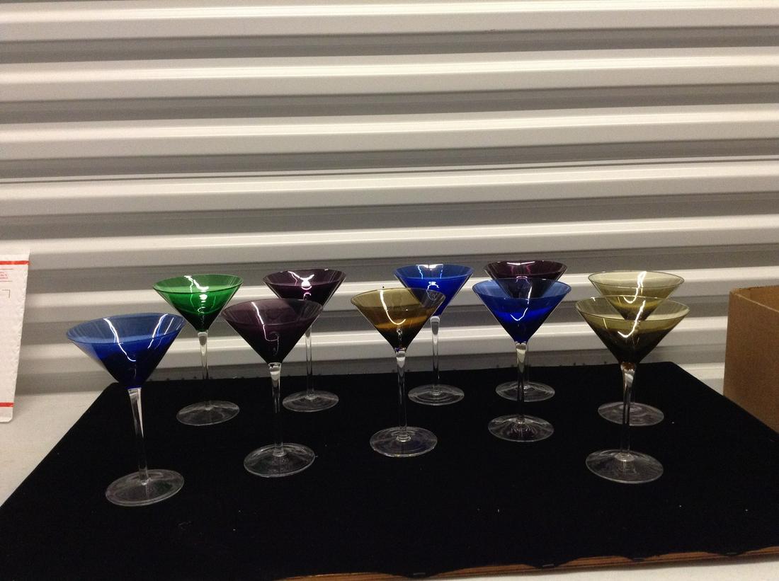 Large lot of Colored Glass Martini Glasses: Large lot of Colored Glass Martini Glasses