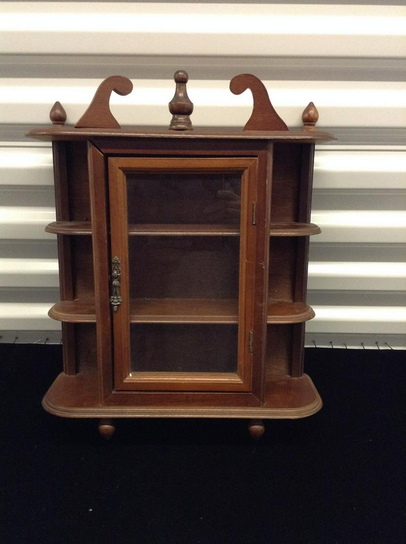 Wood Wall Hanging Curio Shelf 15"x 13": Wood Wall Hanging Curio Shelf 15"x 13"