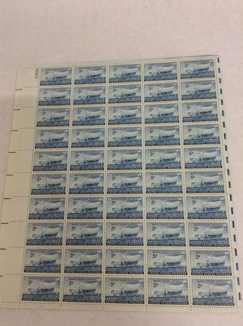 1948 U.S. Stamp Sheet 5 Cent Swedish Pioneer Centennial (1 of 1)