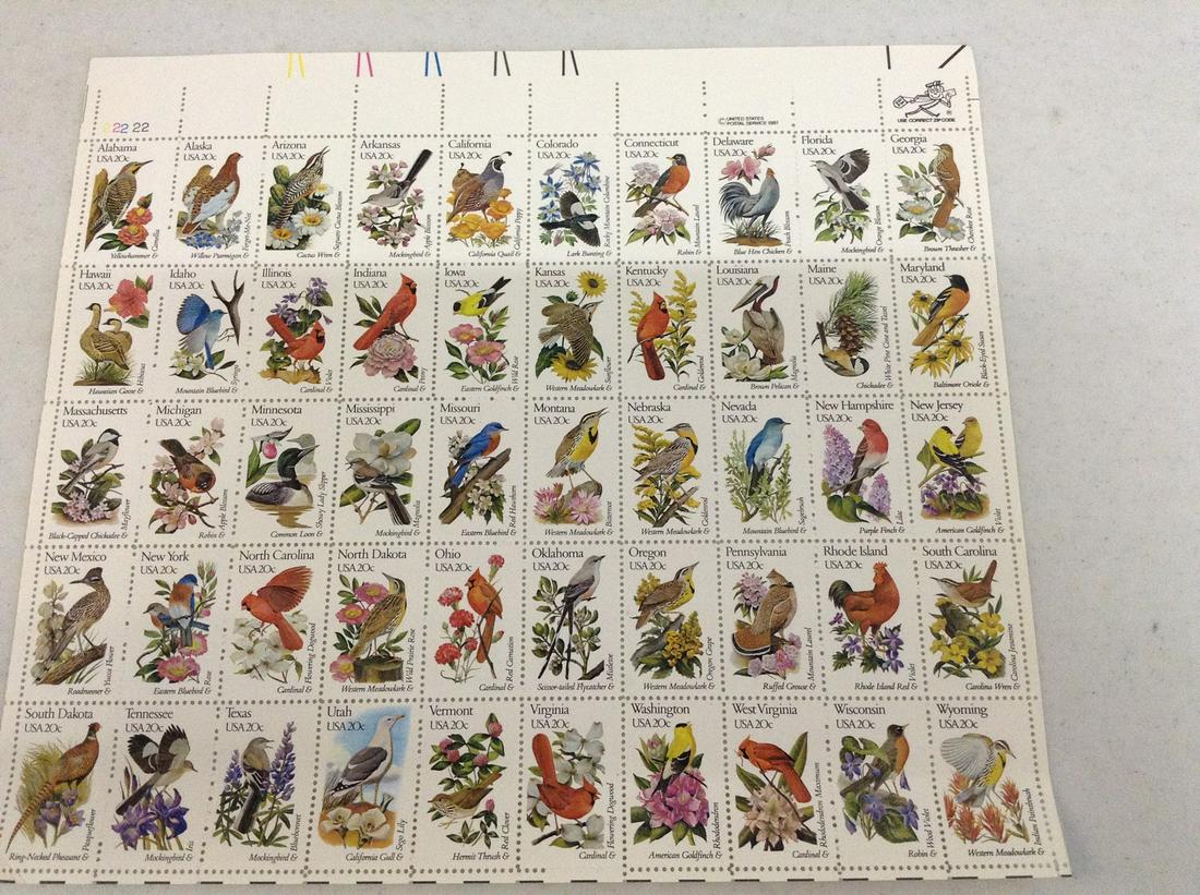 U.S. Stamp Sheet 50 20 Cent Stamps (1 of 1)