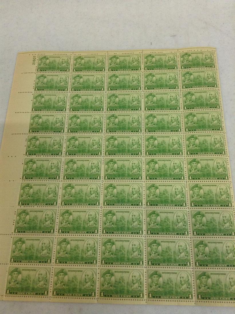 1936 Jones Barry 1 Cent Stamp Sheet of 50 Mint MNH (1 of 1)
