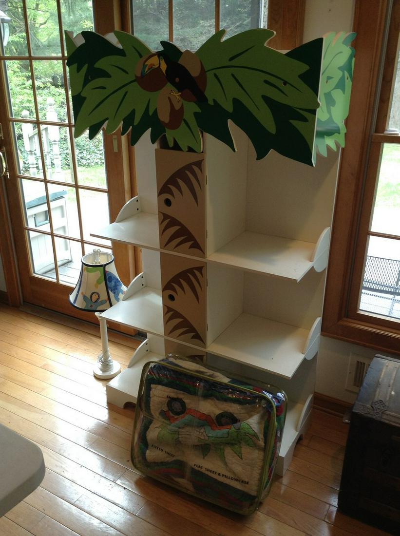 jungle themed bookshelf 64"x 36"x 14" lamp and more: jungle themed bookshelf 64"x 36"x 14" lamp and more