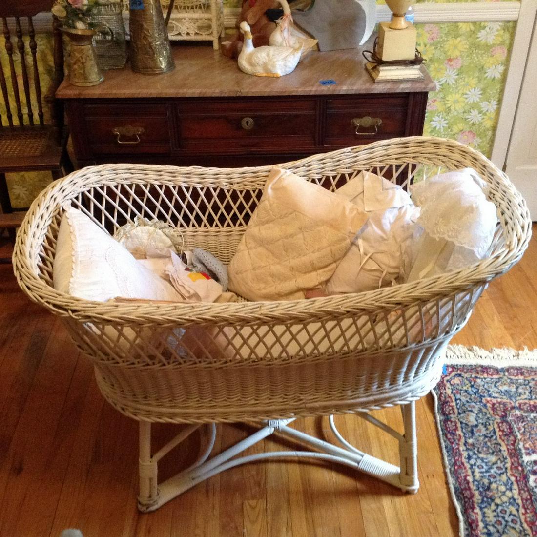 wicker bassinet: wicker bassinet