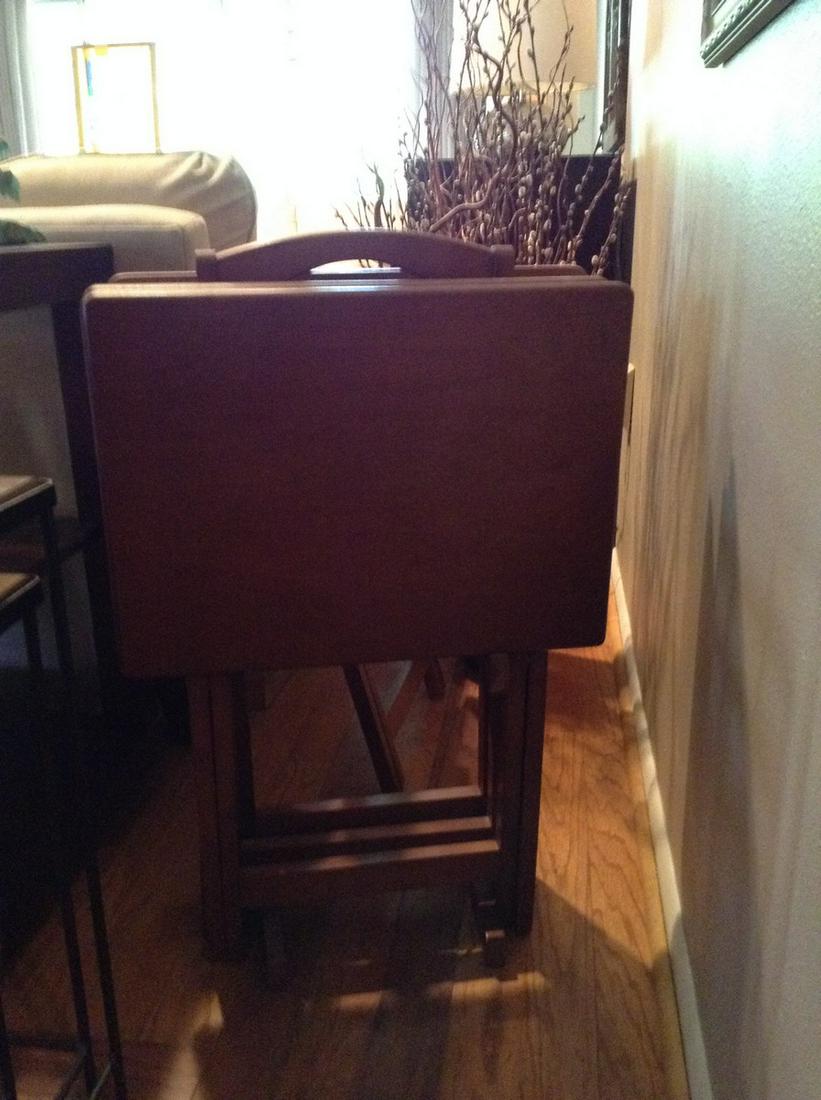 Set of 4 Wood Snack Tables: Set of 4 Wood Snack Tables