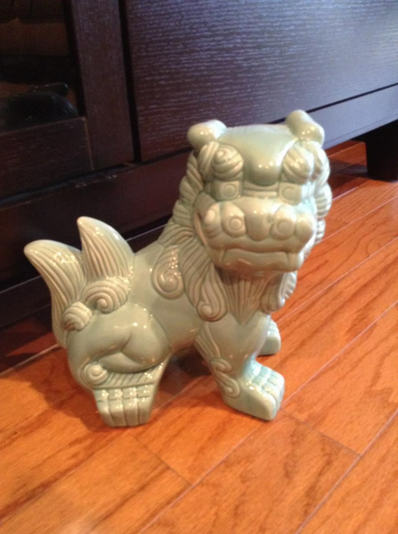Mint Green Foo Dog Statue 9" tall: Mint Green Foo Dog Statue 9" tall