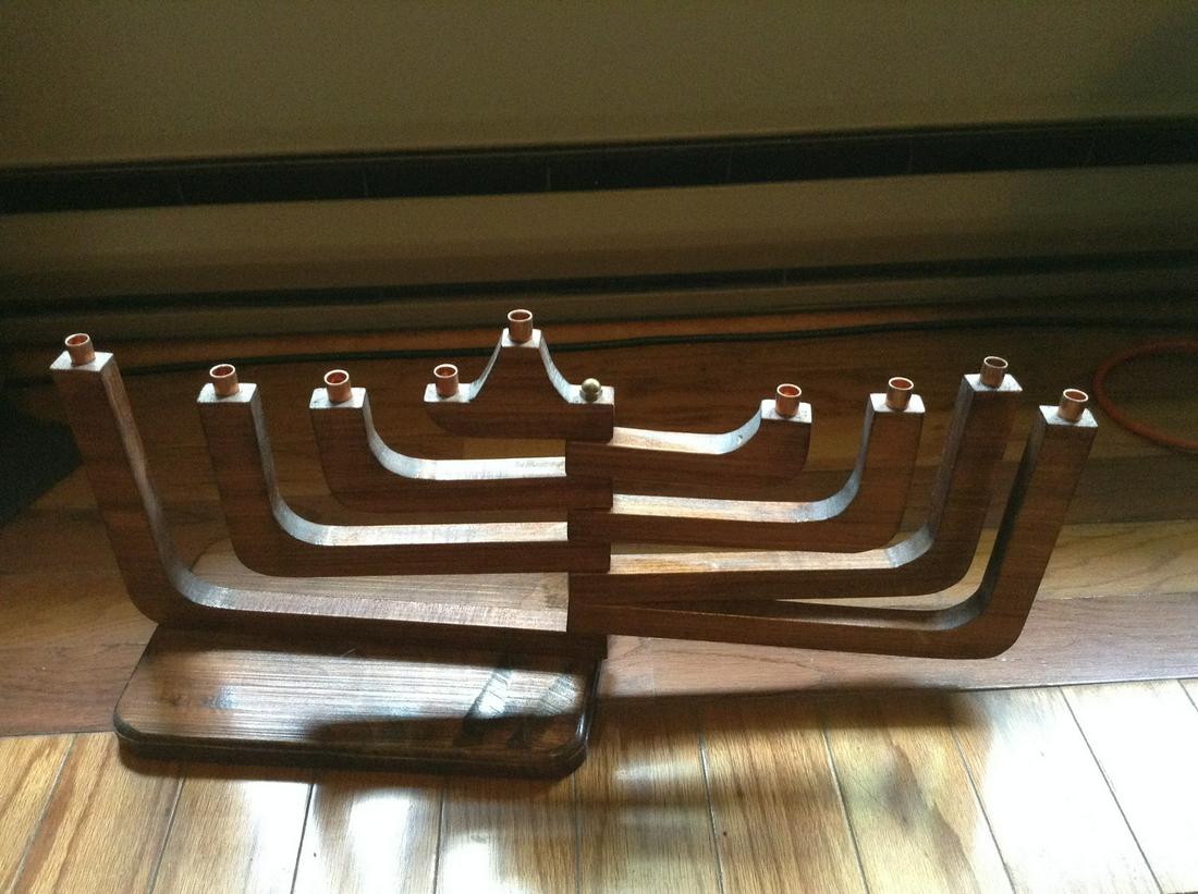 Collapsible Wood Menorah Sculpture: Collapsible Wood Menorah Sculpture