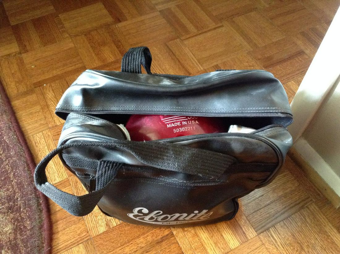 Vintage Ebonite Bowling Ball with Bag (1 of 1)