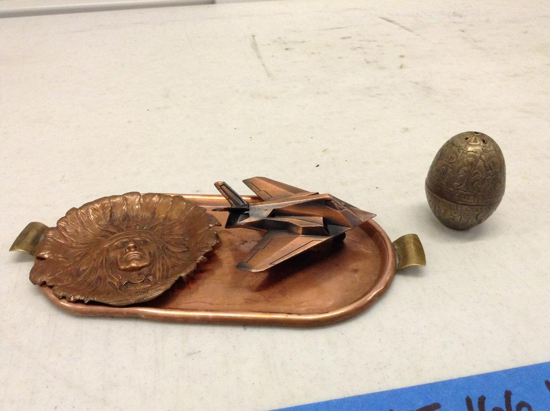 Metals Lot-Plame, Copper Tray, Indian Tray, Brass Egg (1 of 1)