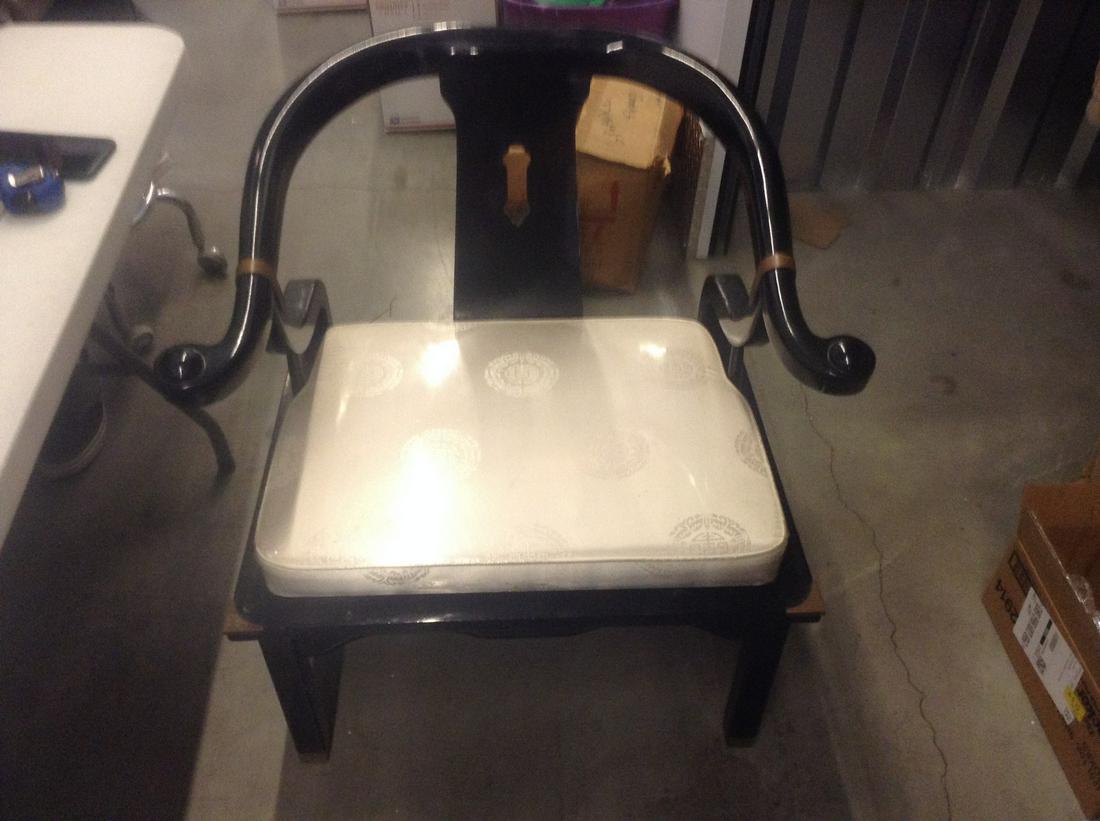 James Mont Style Black Lacquer Chinoiserie Chair: James Mont Style Black Lacquer Chinoiserie Chair