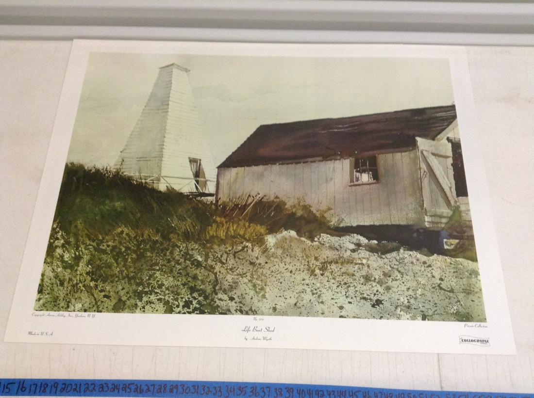 Signed Andrew Wyeth "Life Boat Shed" Collograph Print: Signed Andrew Wyeth "Life Boat Shed" Collograph Print 24"x32"