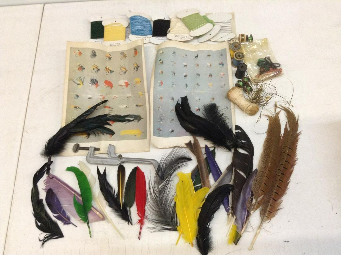 Large lot of Vintage Fly Tying supplies, feathers and (1 of 1)