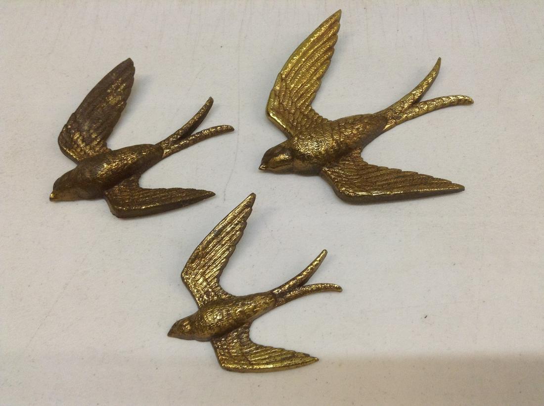 Mid Century Modern Gold Bird Wall hangings largest 6.5": Mid Century Modern Gold Bird Wall hangings largest 6.5" long
