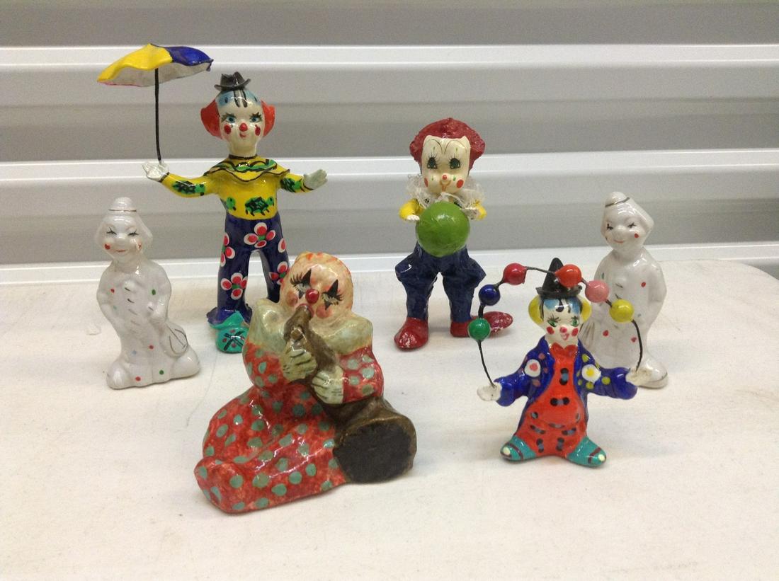 Large lot of Vintage Clowns - Paper Mache and others: Large lot of Vintage Clowns - Paper Mache and others
