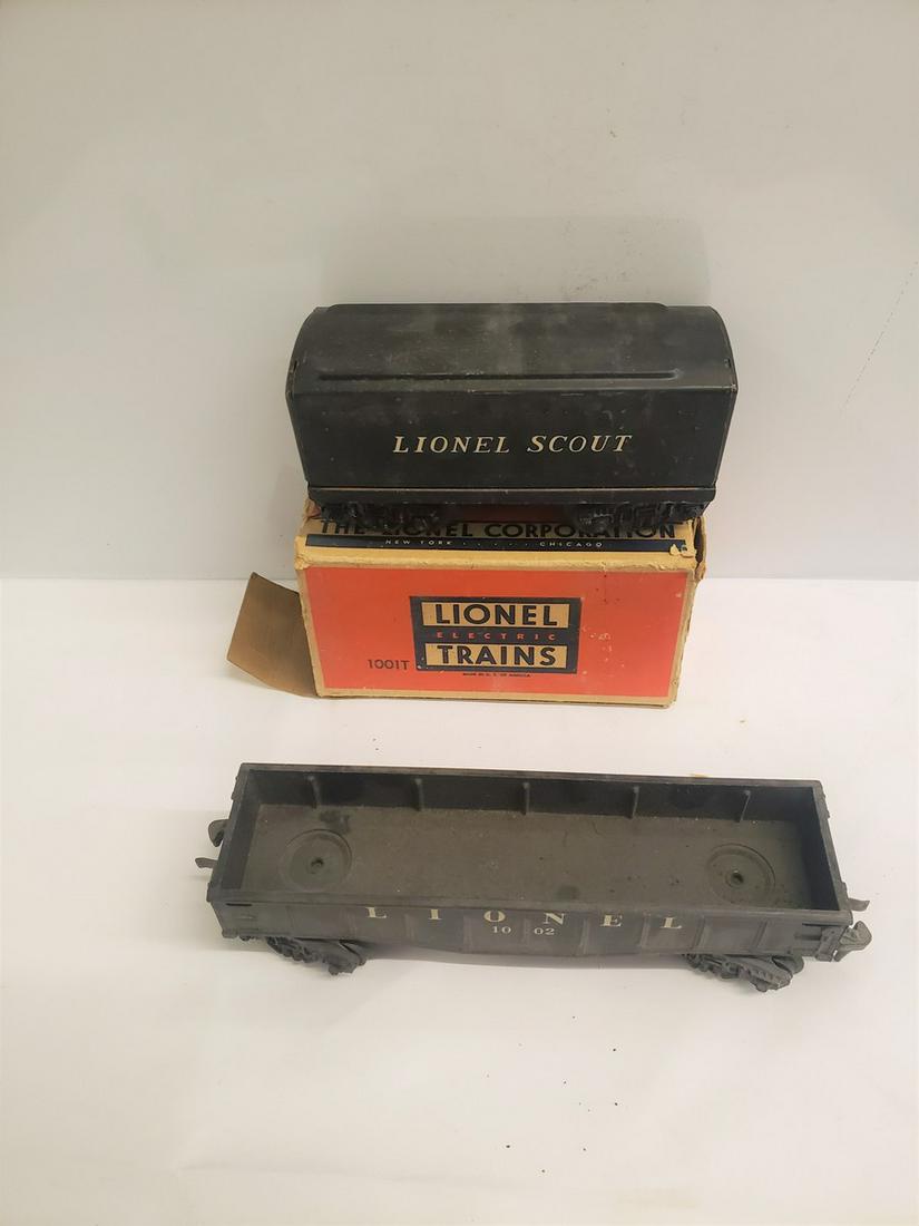 Lionel 1002 Black Gondola Car train and Lionel Scout (1 of 1)