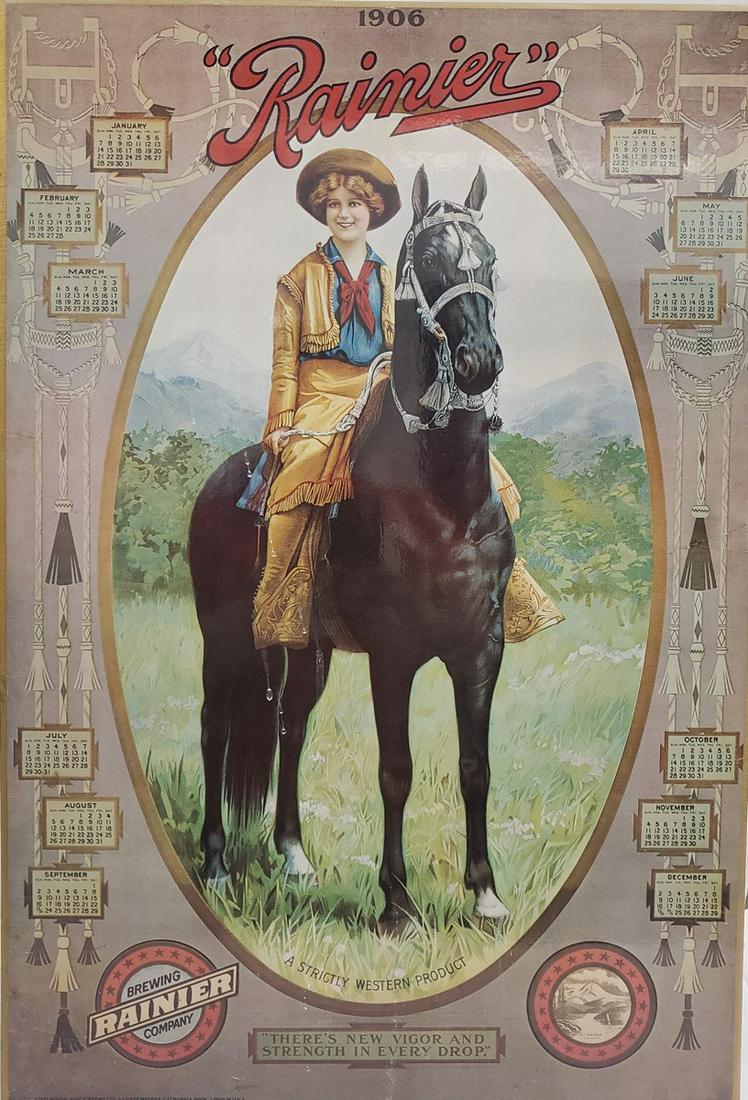 1906 Rainier brewing sign - this is a lithograph made (1 of 1)