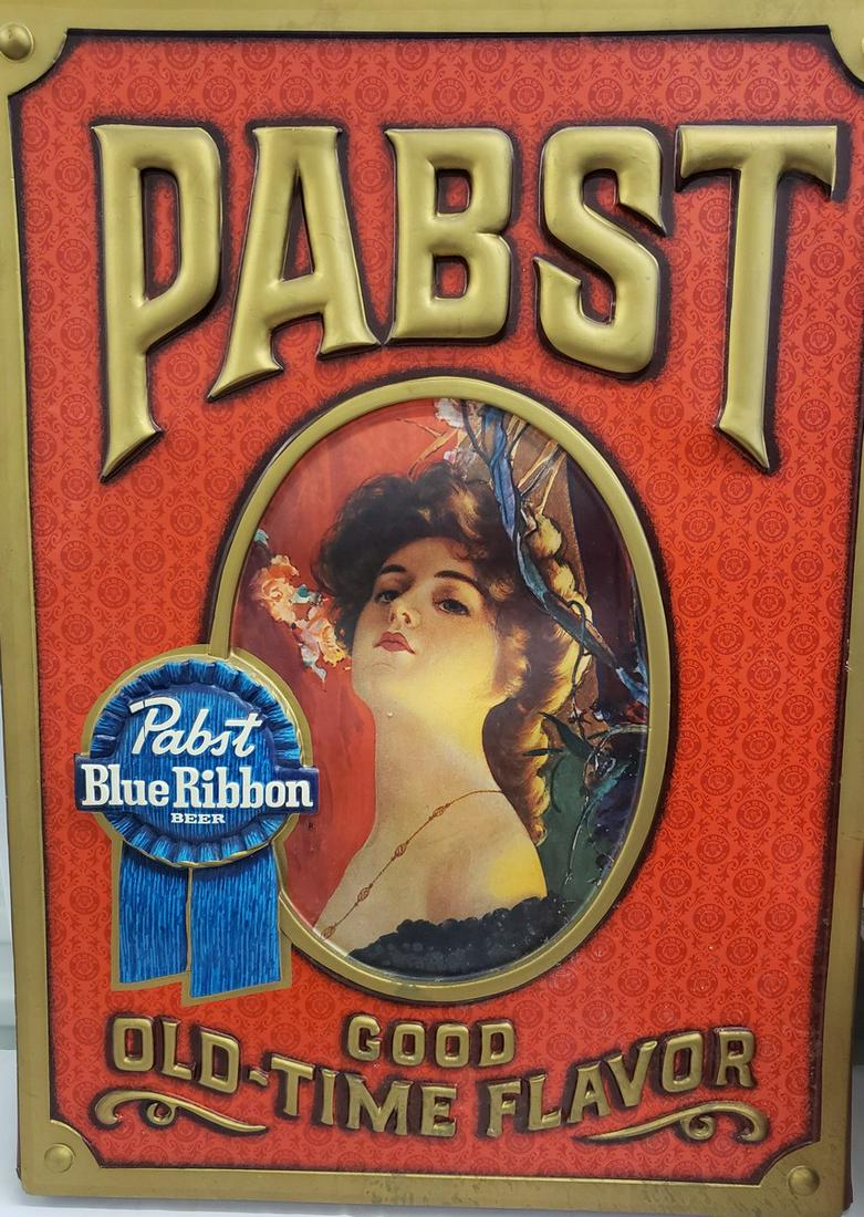 1960's Pabst Blue Ribbon Beer plastic sign 21"x28.5" (1 of 1)