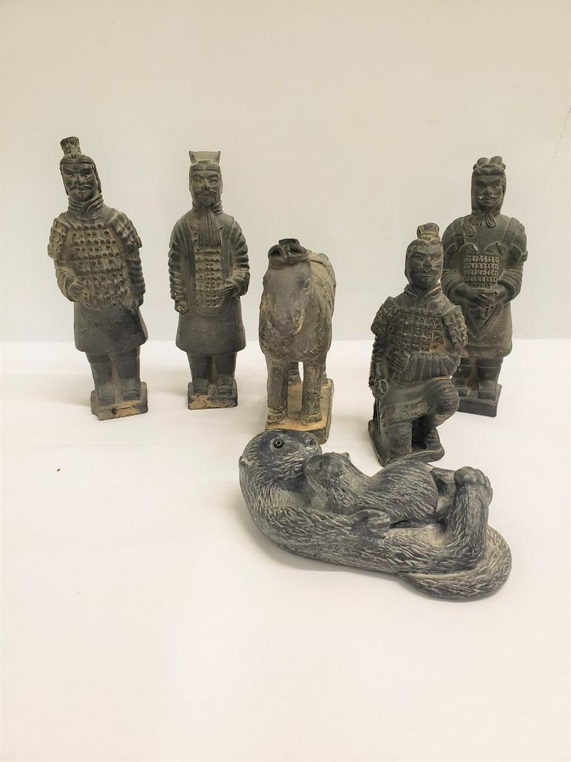 Lot of antique Asian Terra Cotta Warrior soldiers and (1 of 1)