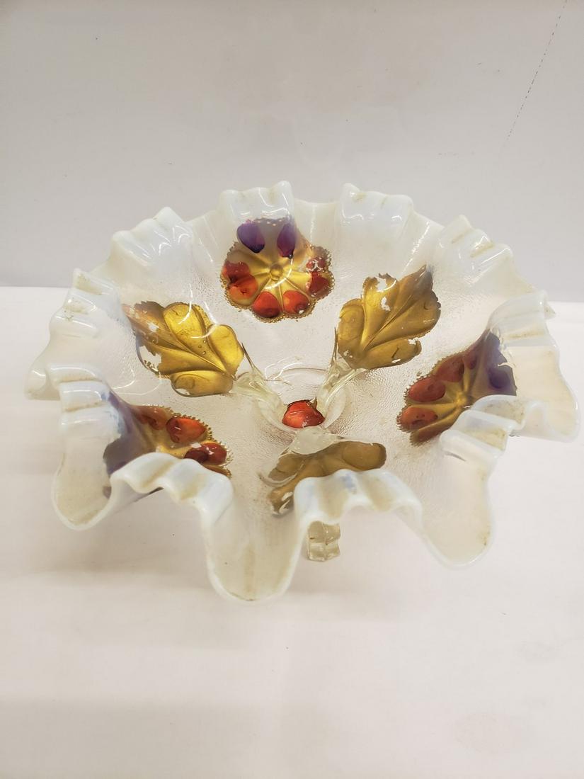 Gorgeous Fenton bowl with painted leaves (1 of 1)