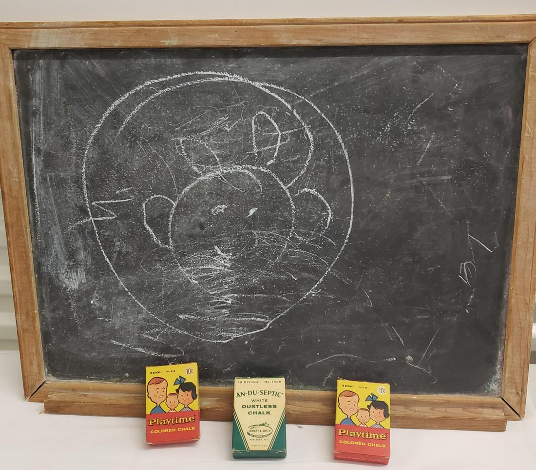 Vintage Chalkboard with 3 vintage packages of chalk (1 of 1)